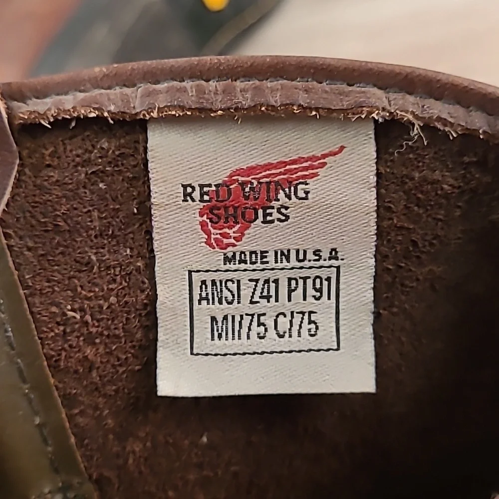 RED WING Pecos USA Brown Leather Steel Toe Oil Sz 14 D Mens Boots #1299 VTG 90s‎